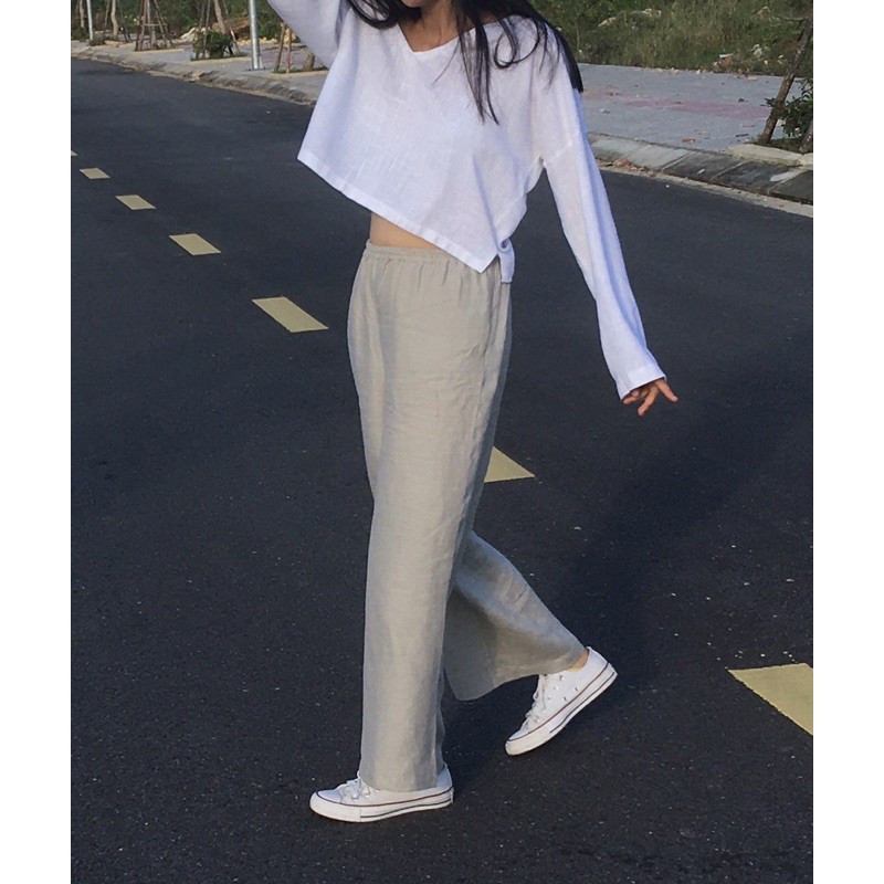 Áo Croptop/Áo dài tay/áo linen/Áo kiểu/Linen top | BigBuy360 - bigbuy360.vn
