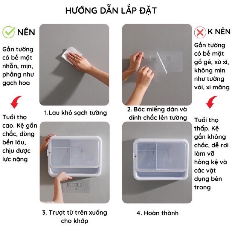 Kệ Đựng Mỹ Phẩm Treo Tường, Hộp Tủ thuốc Y Tế Gia Đình Tiện Dụng Dán Tường Tiết Kiệm Không Gian
