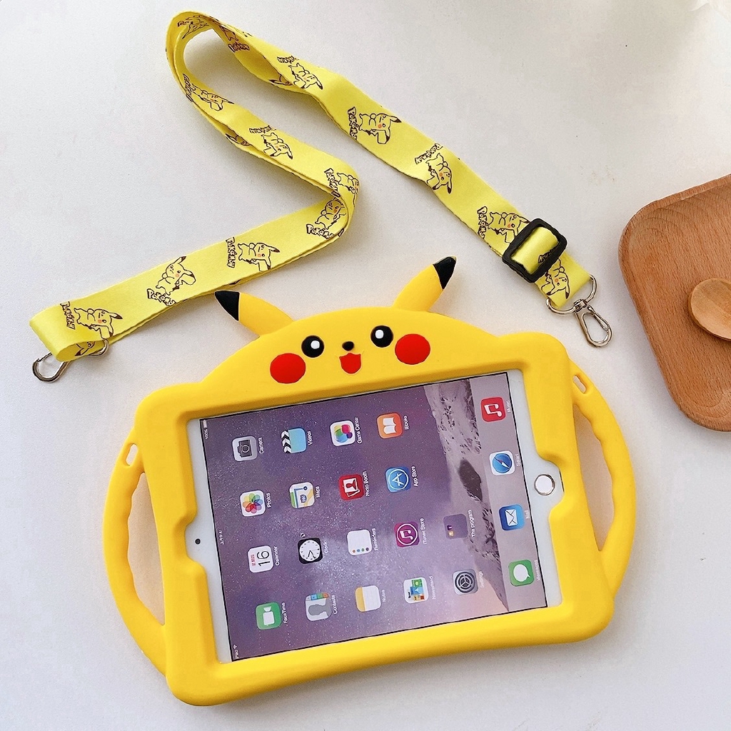 Ốp máy tính bảng gel silica kiểu Pikachu có tay cầm+giá đỡ cho APPLE IPAD AIR 1/ 2 IPAD 2/ 3/ 4 10.2 INCH MINI 1/ 2/ 3 | BigBuy360 - bigbuy360.vn