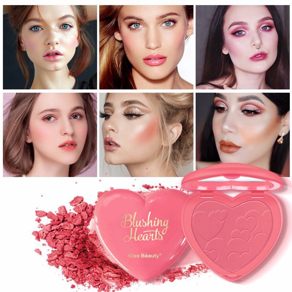 [Hàng mới về] Phấn má hồng sắc tố tự nhiên thiết kế hình trái tim sáng tạo KISS BEAUTY