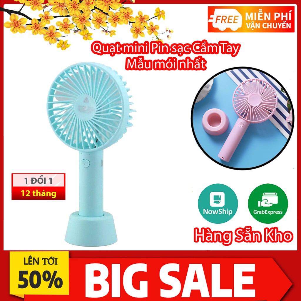 Quạt Mini Cầm Tay Tích Điện 4 Cánh Pin Sạc 1 Lần Dùng Cả Ngày 💥 SIÊU HOT 💥