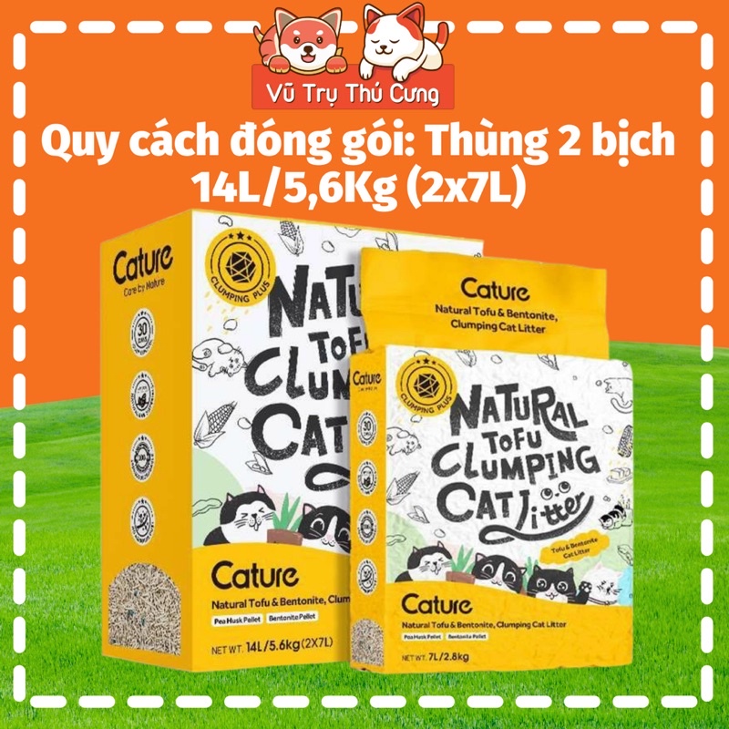 Cát vệ sinh cho Mèo, Cát đậu nành Tofu Cature 14L, khử mùi và vón cục hiệu quả
