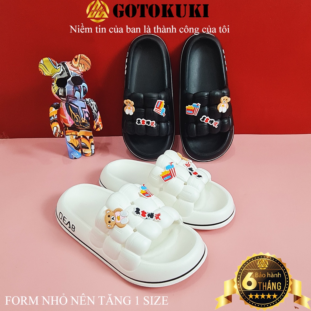 Dép bánh mì nữ quai ngang đúc nguyên khối cực êm chân Sticker siêu kute dễ thương D7742