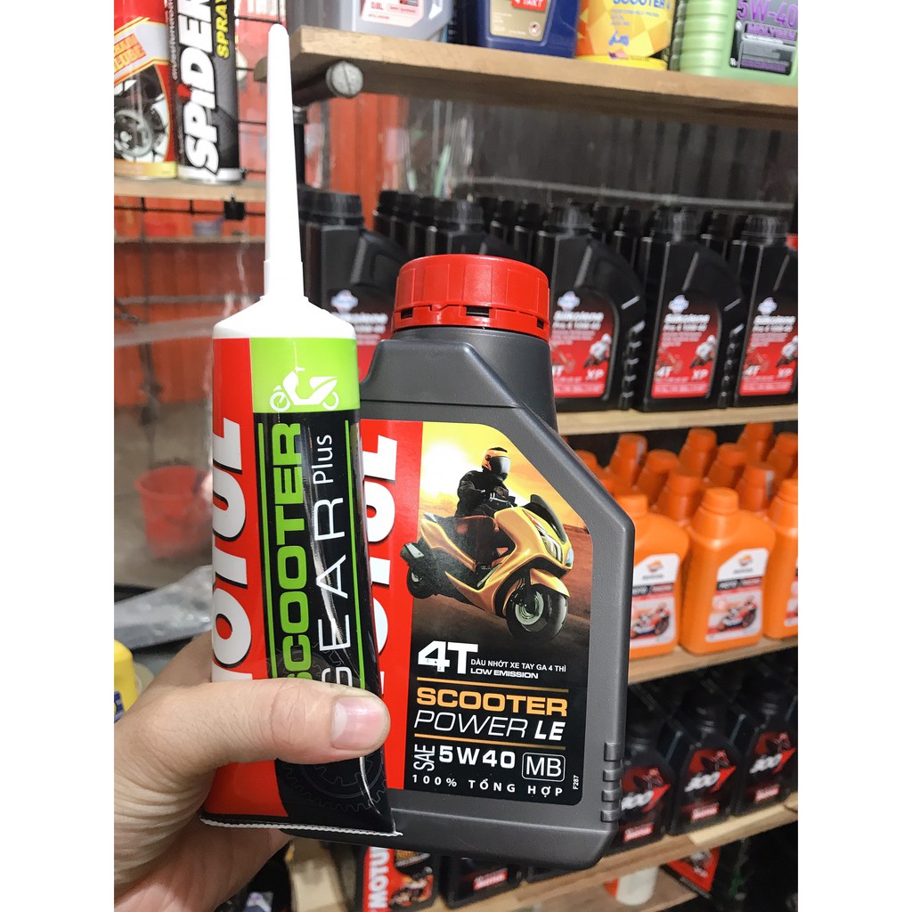 Combo Nhớt Xe Tay Ga Motul Scooter Power LE 5W40 800ML và Nhớt Lap Motul Scooter Gear Plus 120ML