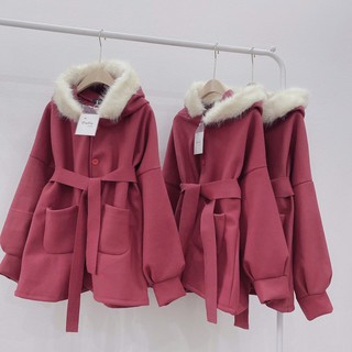 áo dạ đỏ cổ lông