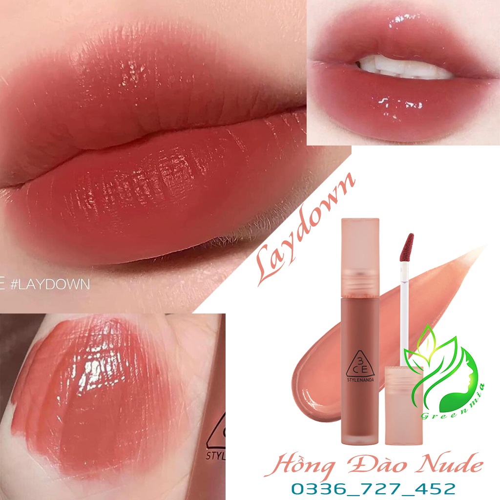Son 3CE Blur Water Tint Laydown Son Kem Tint Lì Màu Hồng Đào Nude Pha Hồng Nâu