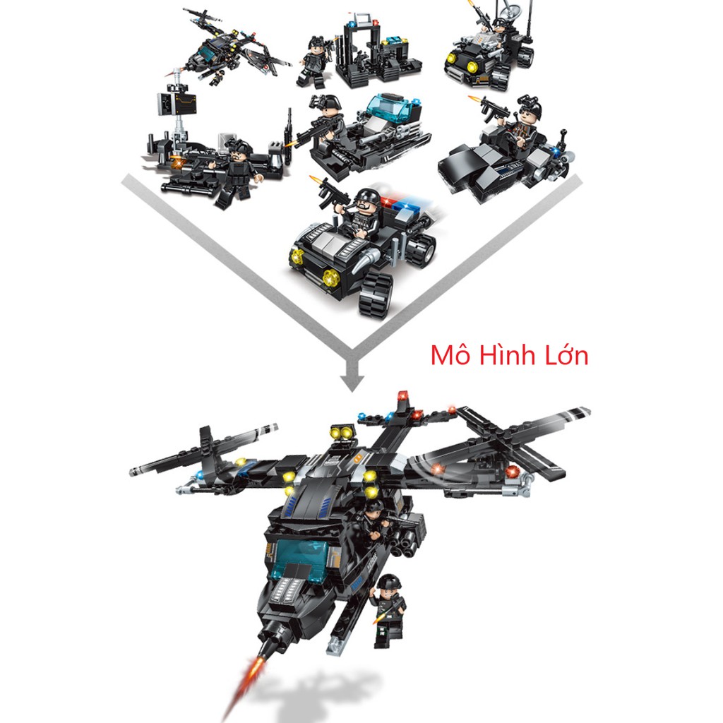 [815 CHI TIẾT-HÀNG CHUẨN] BỘ ĐỒ CHƠI XẾP HÌNH LEGO CẢNH SÁT,Lego OTO, ROBOT, Lego chiến hạm, Lính swat