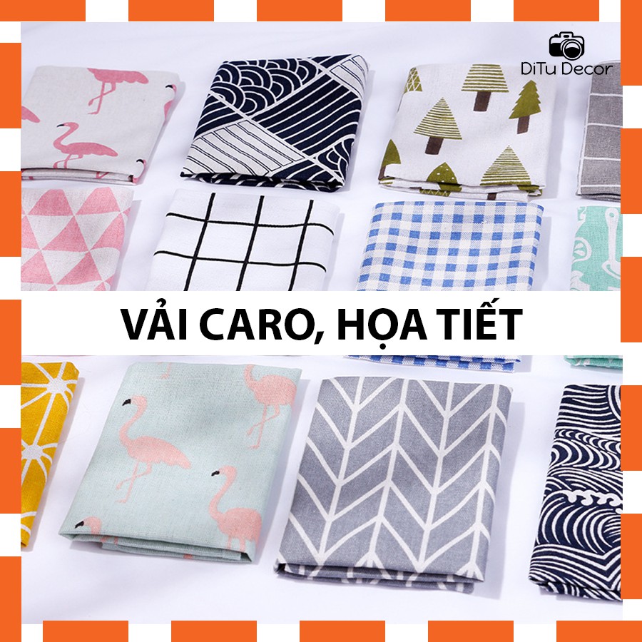 Vải caro, khăn trải bàn, vải bố decor chụp ảnh, chụp hình nhiều họa tiết - DiTu Decor