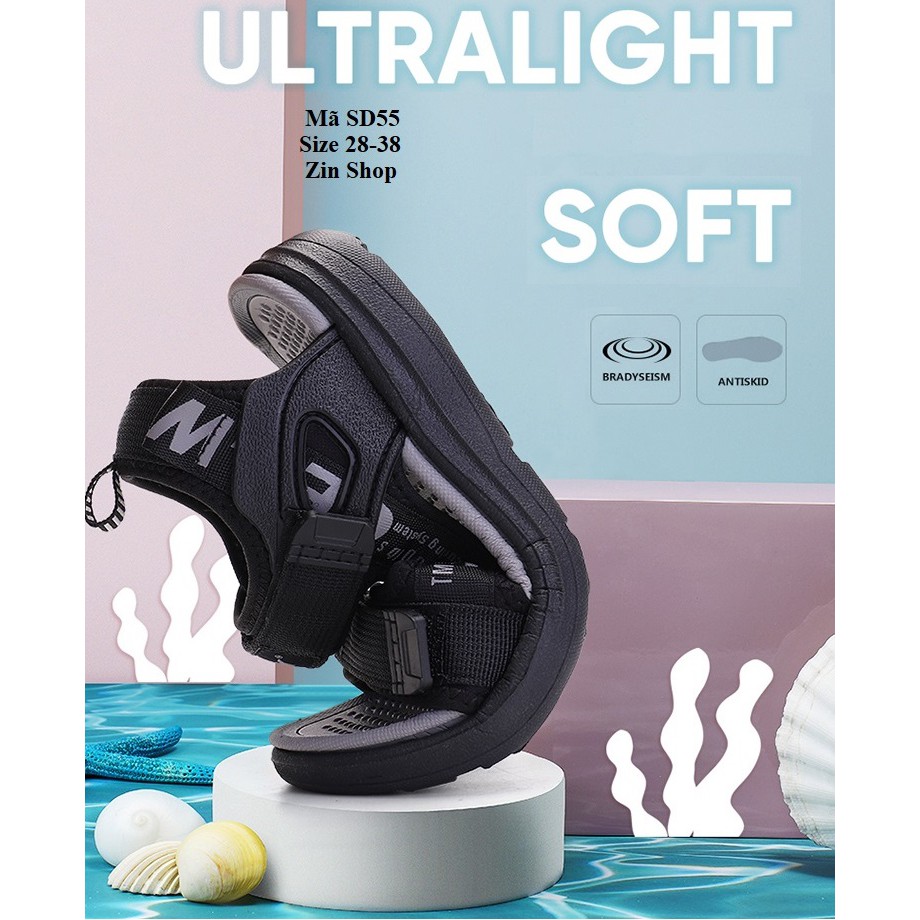 Sandal 2 Quai Bé Trai Đi Học  (4-14 tuổi) SD55 Thoải mái thoáng khí dáng đẹp và sành điệu - Hàng Xuất Hàn - Có Ảnh Thật