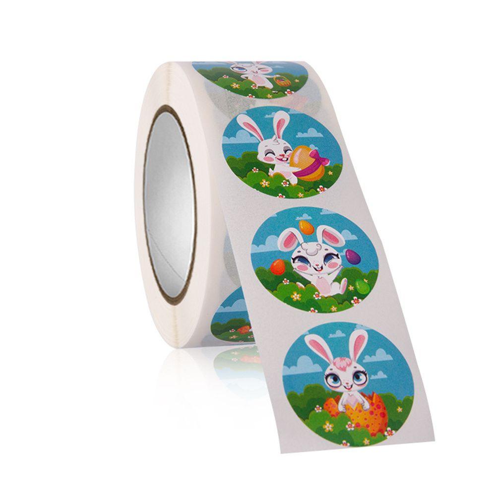 Cuộn 500 Miếng Dán Trang Trí Hình Thỏ Phục Sinh Dễ Thương