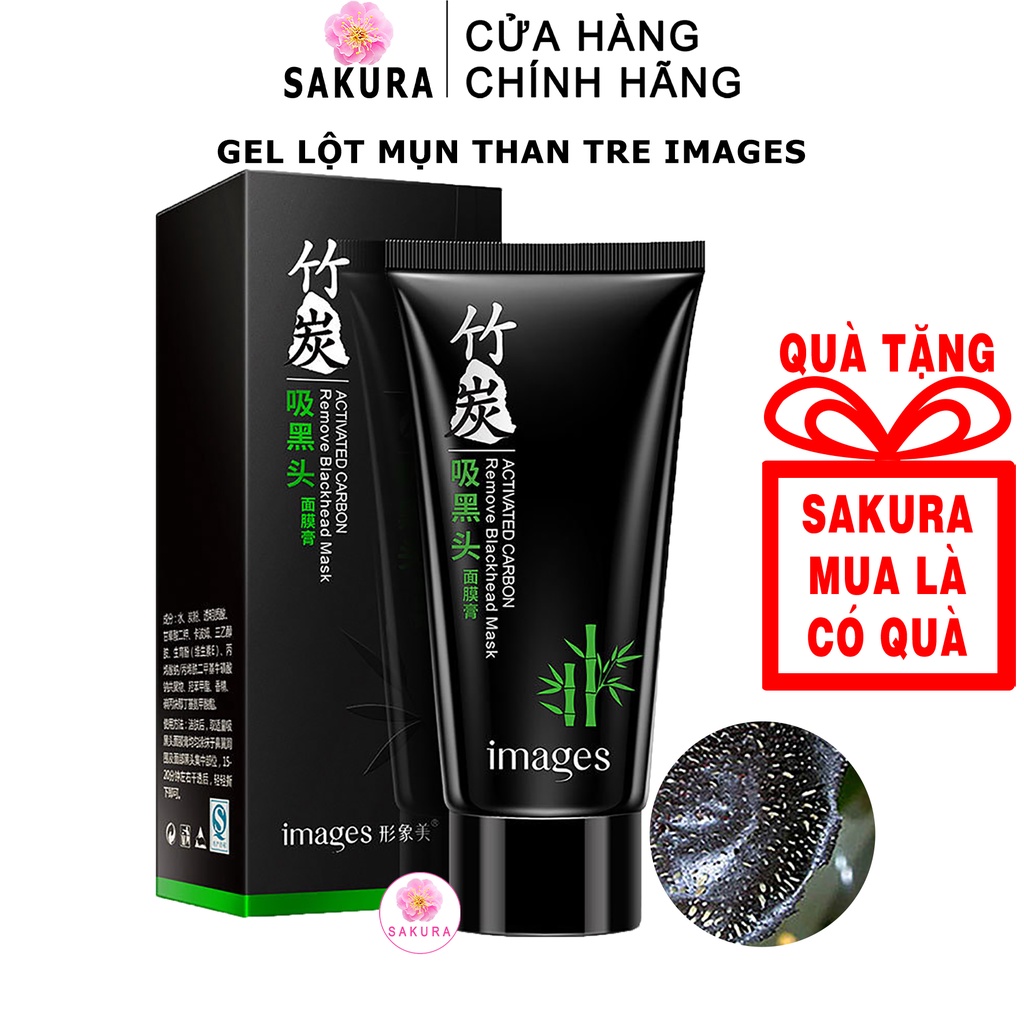 Gel lột mụn Keo mặt nạ lột mụn than tre hoạt tính mụn cám mụn đầu đen nội địa trung Bioaqua Images SAKURA 60g