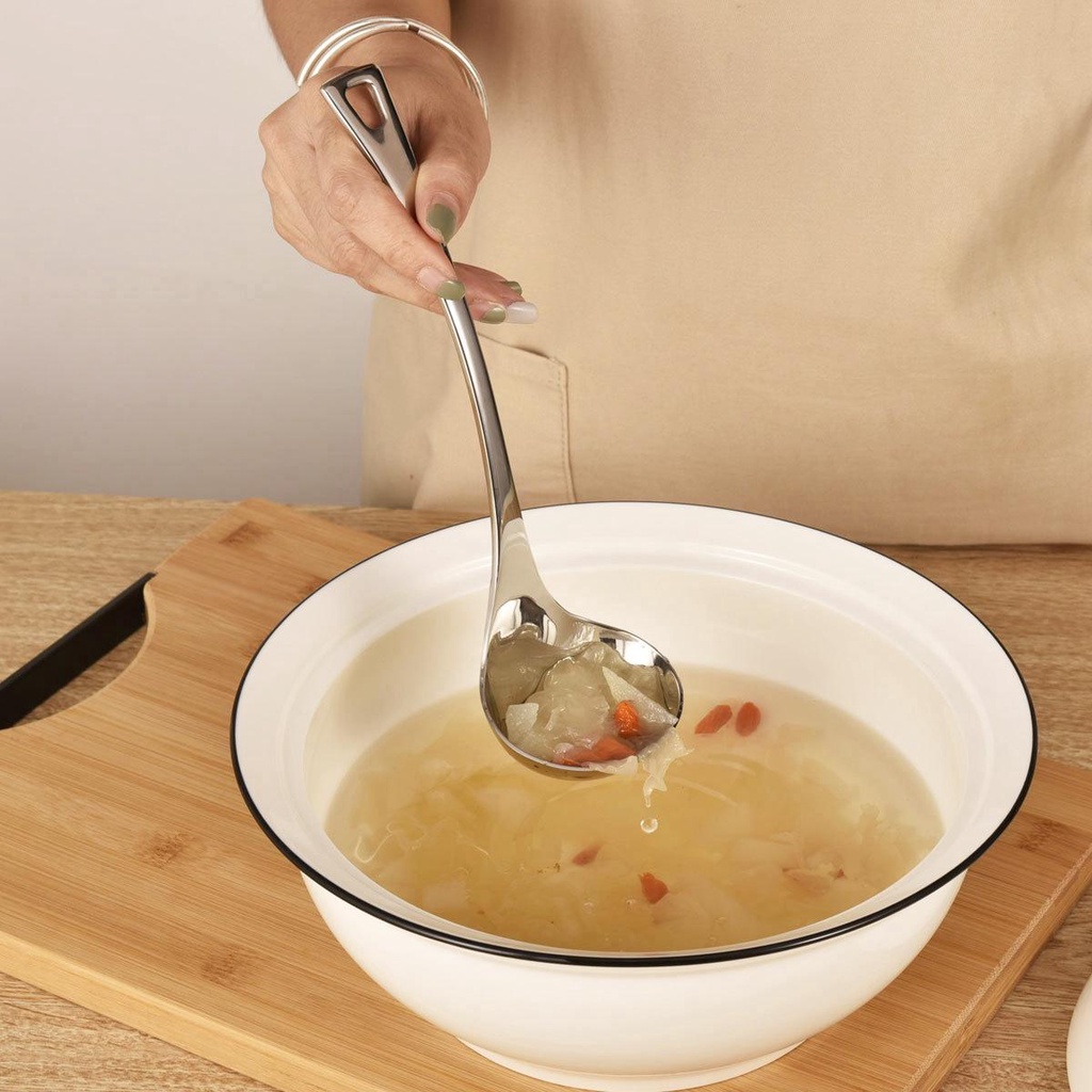 Muỗng Múc Sốt Bằng Thép Không Gỉ Tay Cầm Dài Tiện Dụng Cho Nhà Hàng