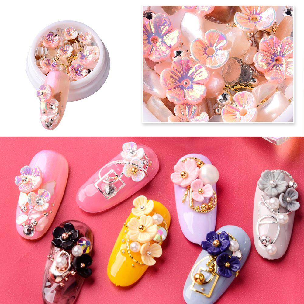 Okdeals 1 Hộp Móng Tay|Hộp Phụ Kiện Hoa Trang Trí Móng Tay Thời Trang