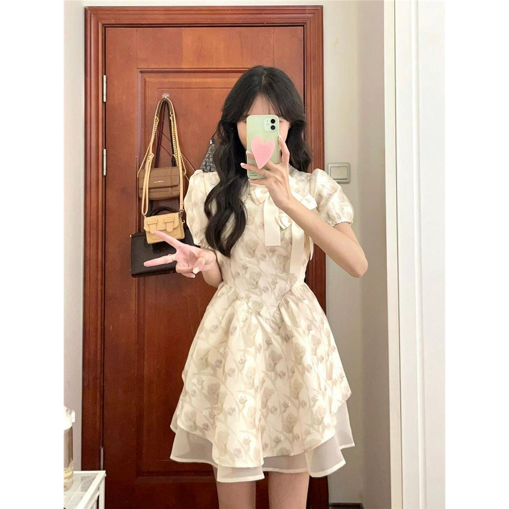 Đầm Hoa Tay Phồng Phong Cách Trung Hoa Thời Trang Mùa Hè Kiểu Mới 63855