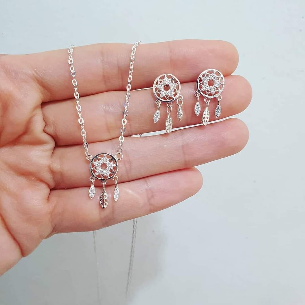 Set dây chuyền và khuyên tai dreamcatcher