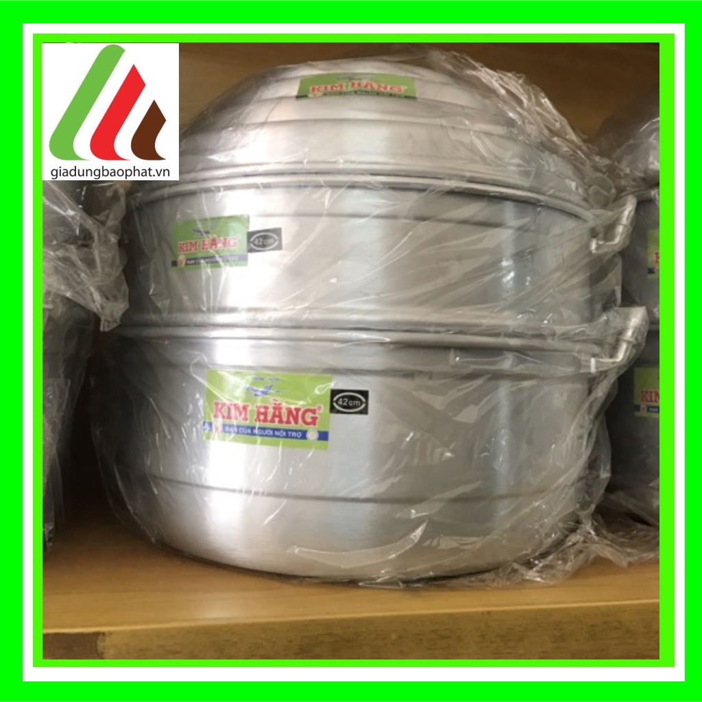 Nồi/xửng hấp hông xôi 1 đáy + 1 ngăn nhôm xi bóng size 24 26 28 30 32 34 36 38 40 Kim Hằng Chính hãng
