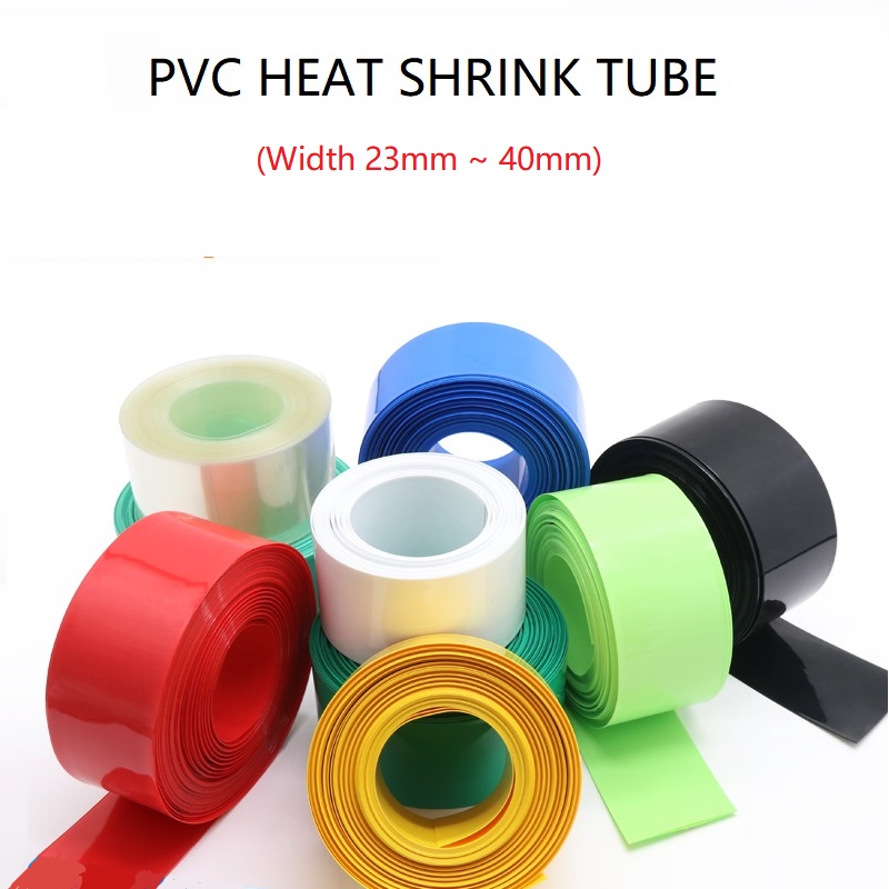 10Meter PVC Heat Shrink Tube Chiều rộng 23mm 27mm 29.5mm 31mm 36mm 40mm Ống co nhiệt PVC Bọc phim cách điện 18650 Bảo vệ pin Lithium Bao bọc cáp cách điện Warp