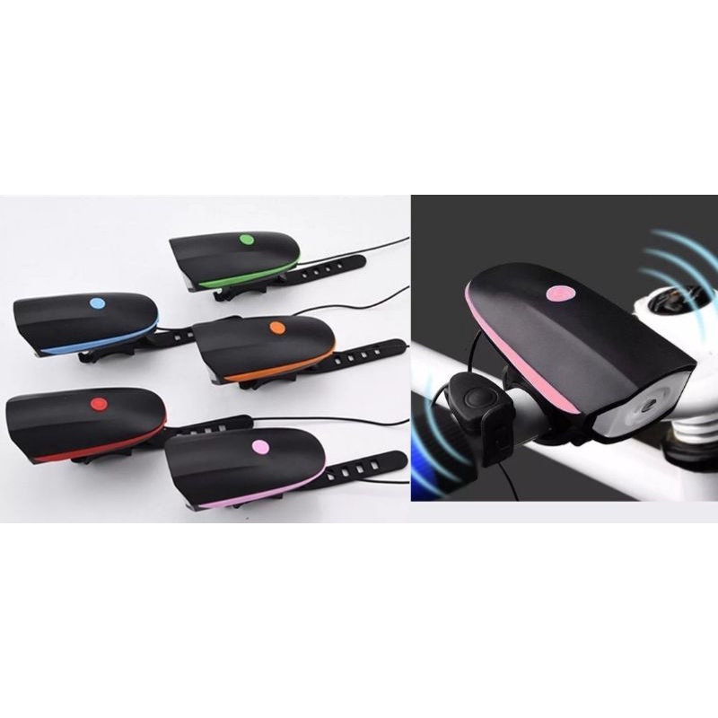 Đèn còi xe đạp thể thao - đèn xe đạp có còi - đèn kèn sạc USB