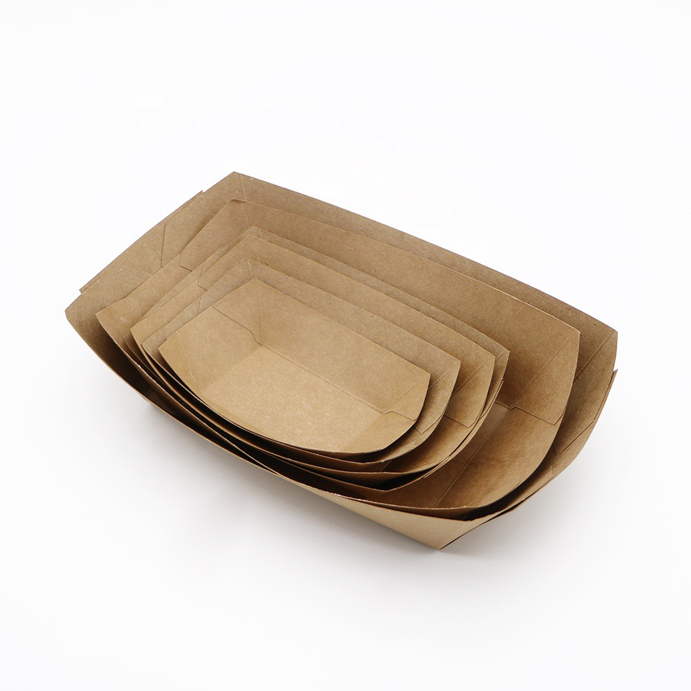 250 Khay giấy (xuồng) đựng fastfood (Đáy 7.5 x 4.8 cao 2.6 cm 250 cai/đơn)- s01