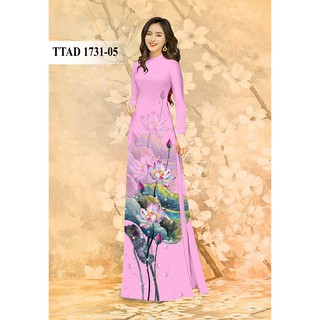 Vải áo dài in 3D họa tiết hoa sen