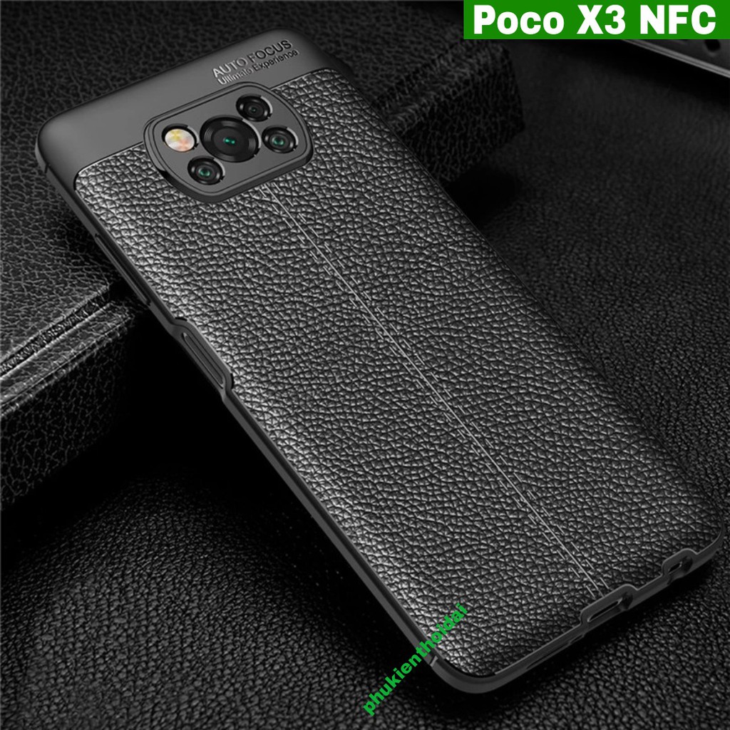 Ốp lưng Poco X3 NFC / Poco X3 Pro / Poco F5 Pro chống sốc vân da hiệu Auto Focus cao cấp