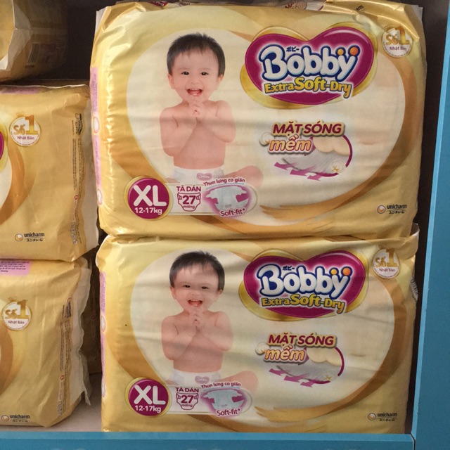 Bỉm Bobby dán XL27(12-17kg). Loại siêu mềm mới