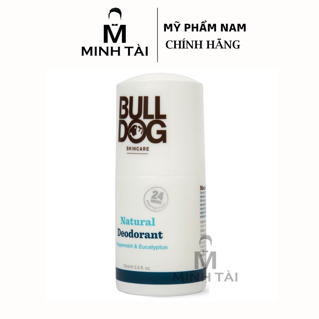 Lăn Khử Mùi Cho Nam BULLDOG Peppermint &amp; Eucalyptus Natural Deodorant - 75ml - Hàng Chính Hãng