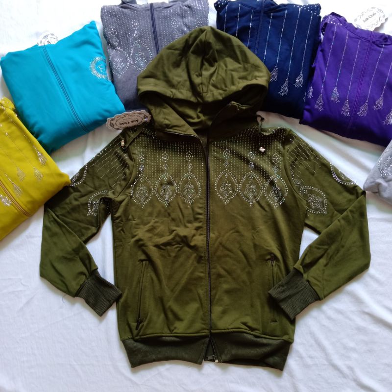 Áo Khoác Cotton Đính Đá Mặc Chống Nắng, Khoác Ngoài Cỡ Giãn, Phom To