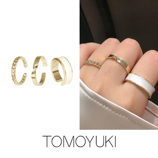 Set 3 Nhẫn TOMOYUKI Mạ Vàng Thiết Kế Đơn Giản Phong Cách Hàn Quốc