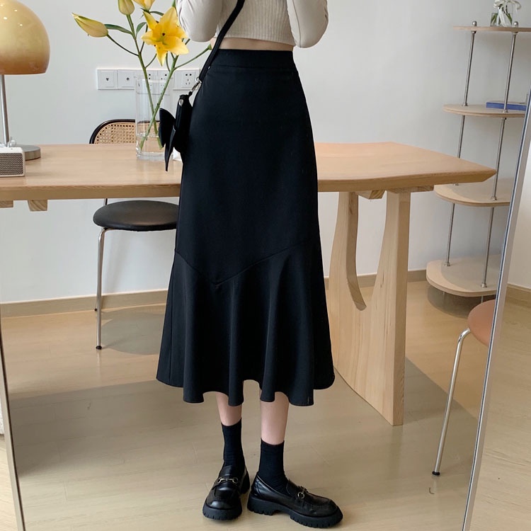 Chân váy midi chữ A eo cao phong cách mới trẻ trung nữ tính 48529