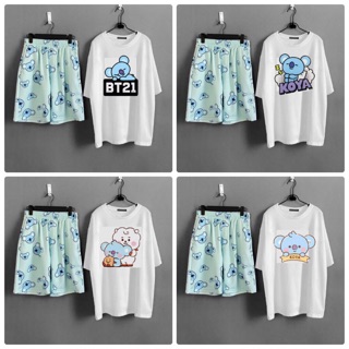[ COMBO TIẾT KIỆM ] Set áo thun Gấu Koya BTS BT21 + quần short cartoon Gấu Koya BTS BT21 Unisex
