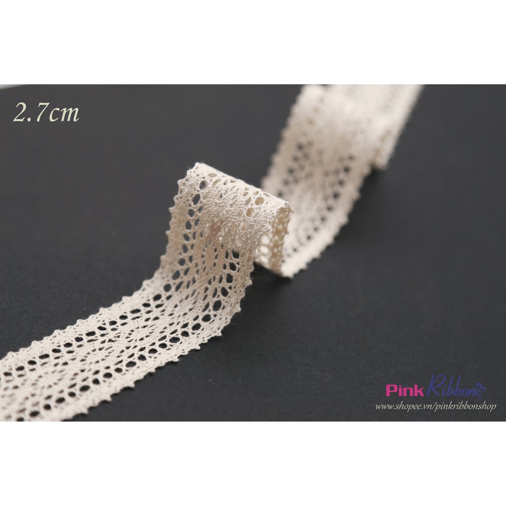Ren vải màu kem zakka 2.7cm