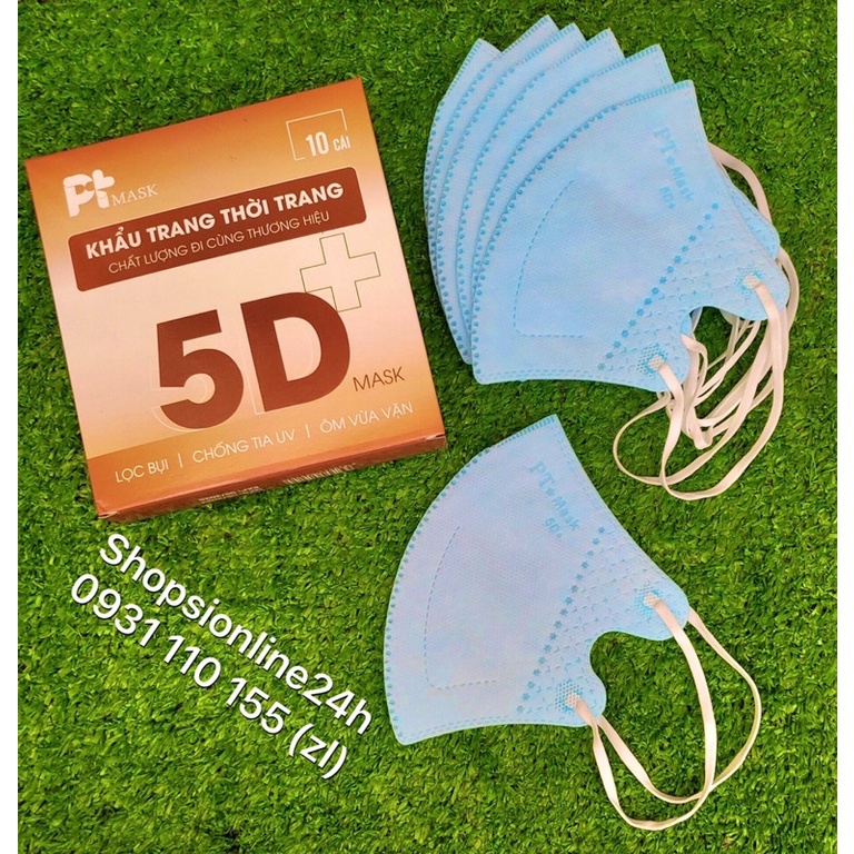 ✅ Hộp 10 cái khẩu trang 5D plus Pt mask Phương Tuyến giấy kháng khuẩn