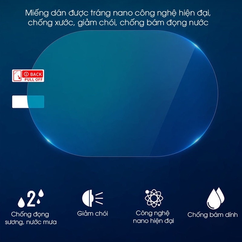 Miếng dán chống bám nước gương chiếu hậu ô tô, chống đọng nước, đọng sương, phụ kiện ô tô ChiChi