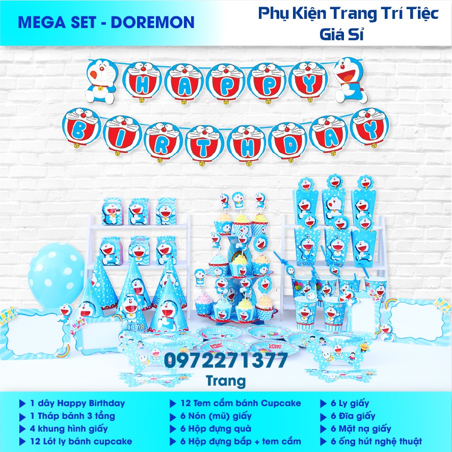 Phụ kiện trang trí sinh nhật cho bé - MEGA DOREMON