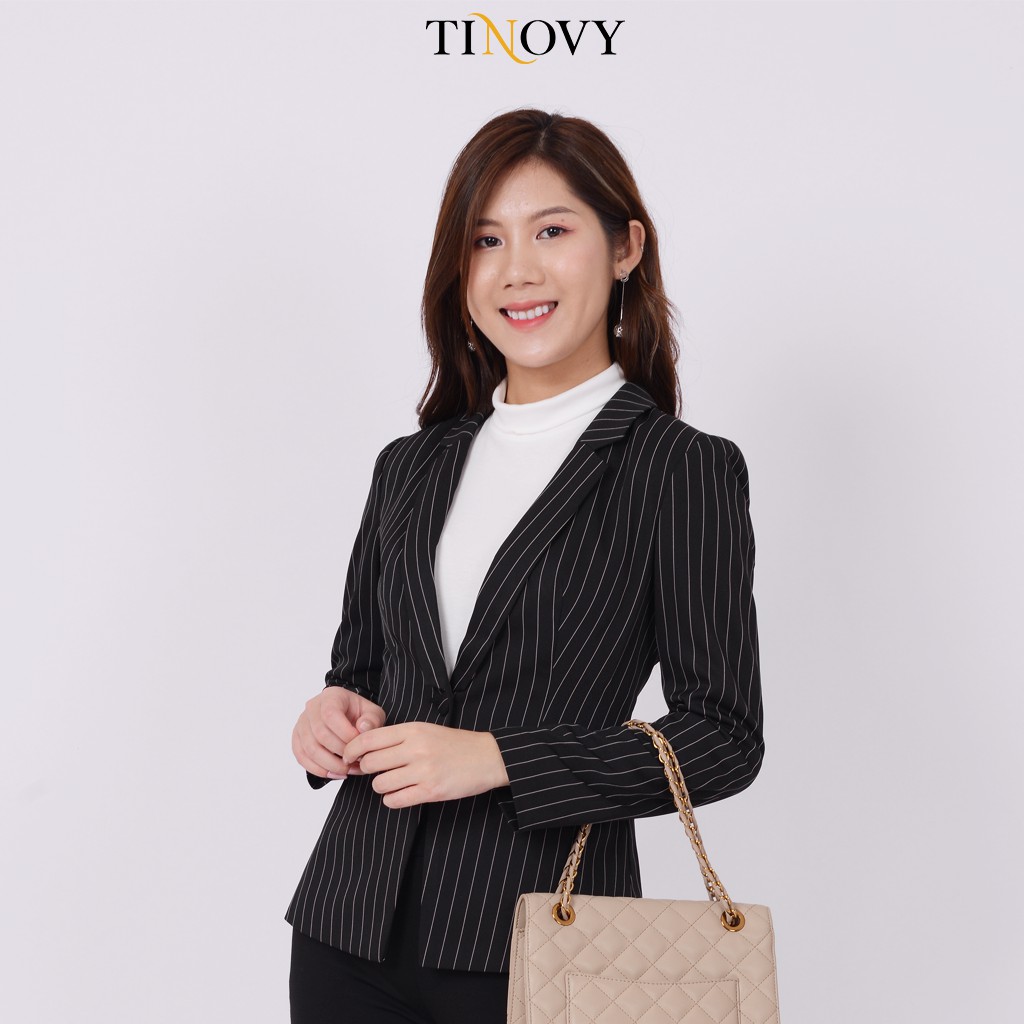 Áo Vest Blaze Nữ TINOVY Kẻ Dài Tay Cao Cấp 208-082