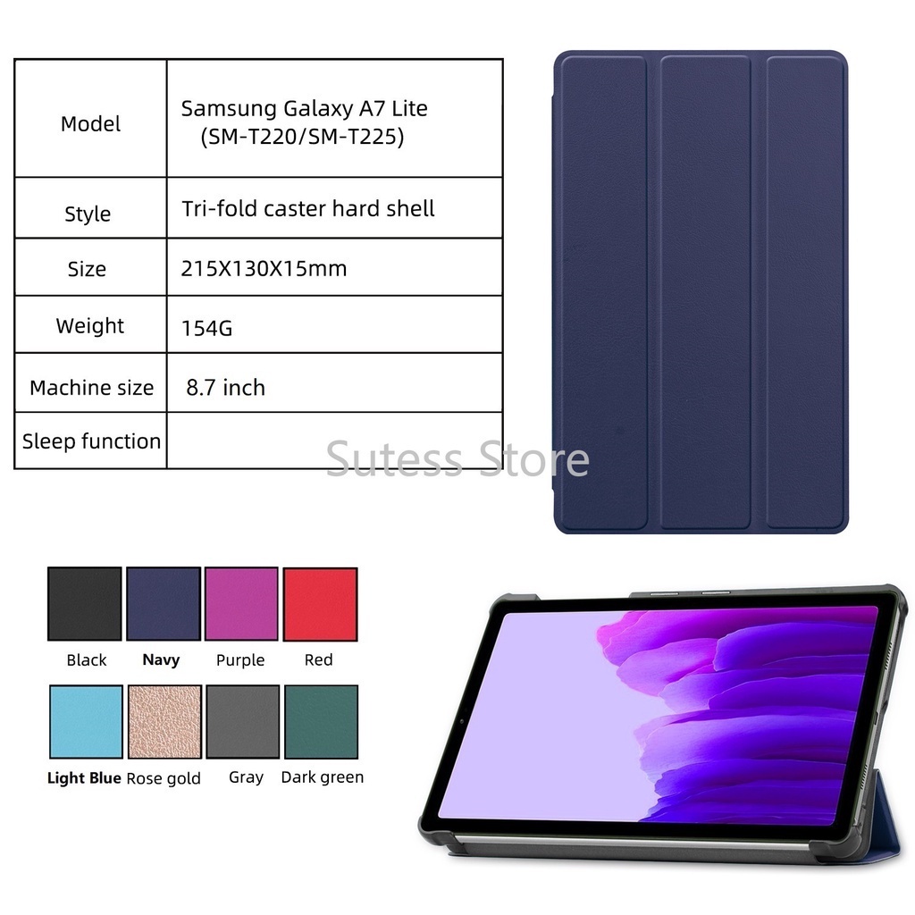Bao da máy tính bảng dạng nắp lật từ tính có chức năng giá đỡ cho Samsung Galaxy Tab A7 Lite 8.7 inch T220 T225 2021