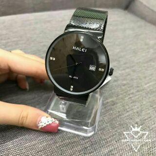 Đồng hồ cặp tình nhân Halei dây lụa màu đen cực chất