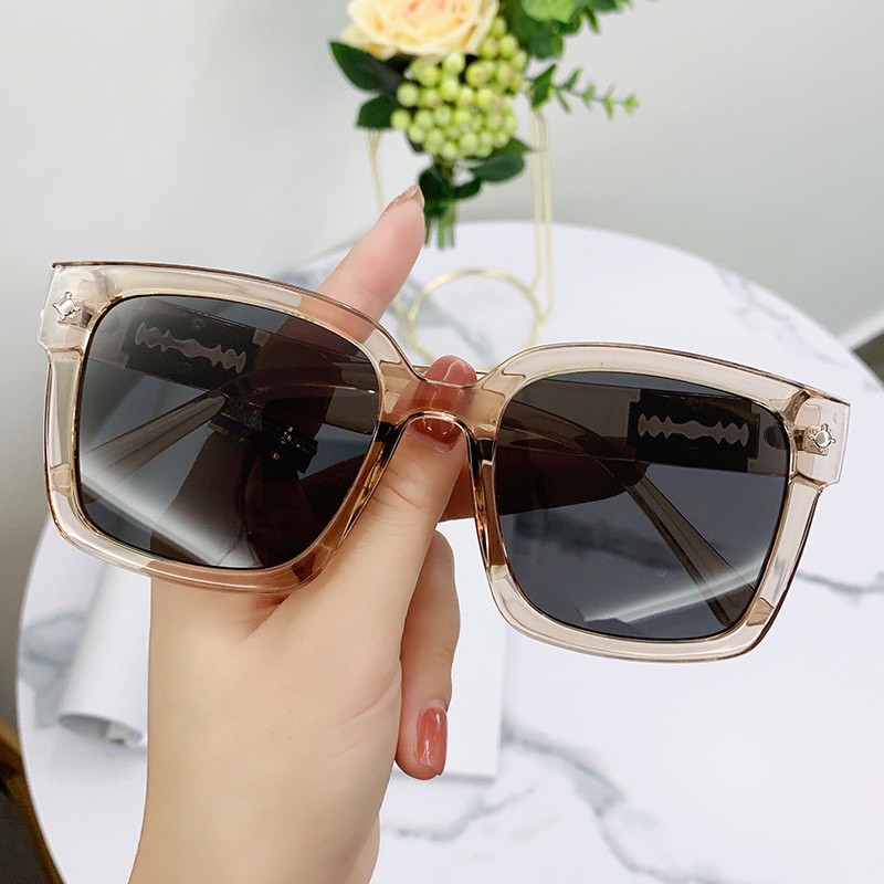 Kính Mát Gọng Kim Loại Vuông Chống Tia UV400 Phong Cách Thời Trang Hàn Quốc