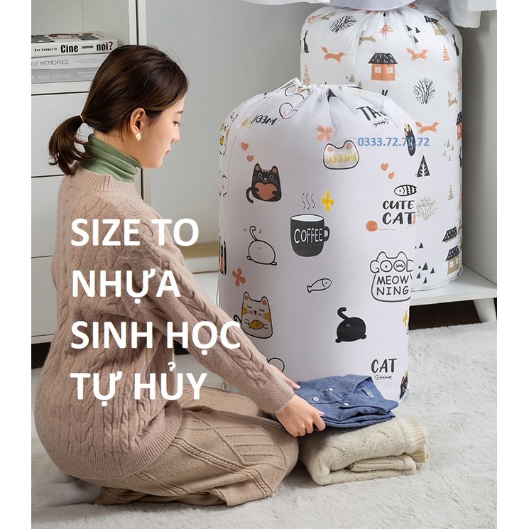 Nhựa sinh học tự hủy - Túi đựng quần áo chăn màn không thấm nước, đựng đồ đa năng