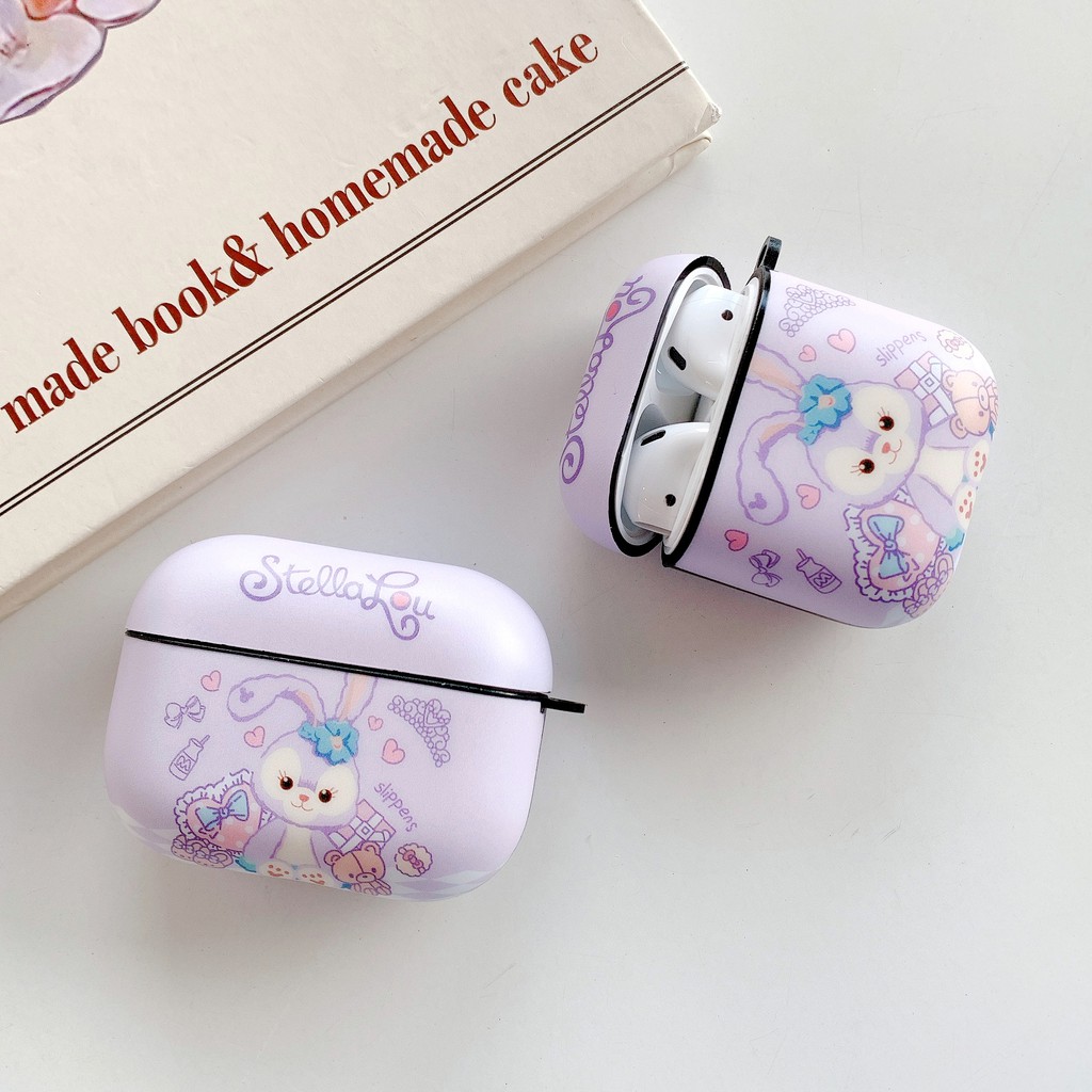 Vỏ Bảo Vệ Hộp Sạc Tai Nghe Airpods Pro 1 / 2 Bằng Tpu Mềm Nhám Hình Stellalou Có Móc Treo