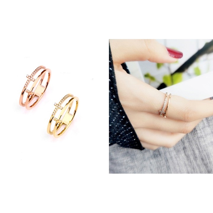 Nhẫn titan cao cấp kiểu thánh giá thời trang Hàn Quốc siêu đẹp, bền màu, hợp thời trang - Tặng hộp đựng xinh xắn