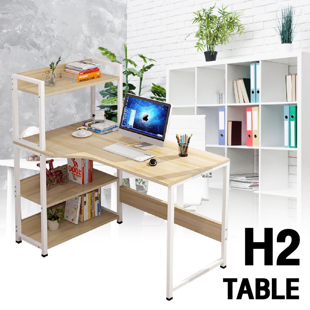 CHAIR19 TỒN KHO Bàn làm việc học tập kèm kệ sách đa năng Mẫu H2 màu ngẫu nhiên dài 100cmx cao 120 x rộng 50cm