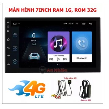 TẶNG MẶT DƯỠNG- Màn Hình 7 inch, Đầu DVD Android Sim 4G Cho Ô Tô, GPS Chỉ Đường, Xem Camera Lùi, Kính Cường Lực IPS 2.5D