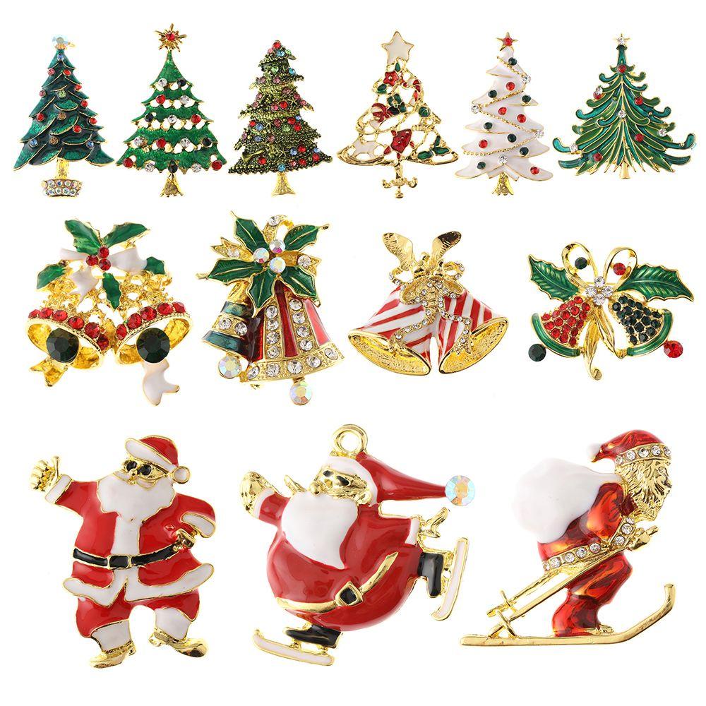 Ghim Cài Áo Hình Ông Già Noel / Người Tuyết Dễ Thương|Trang Sức Giáng Sinh Kim Cương