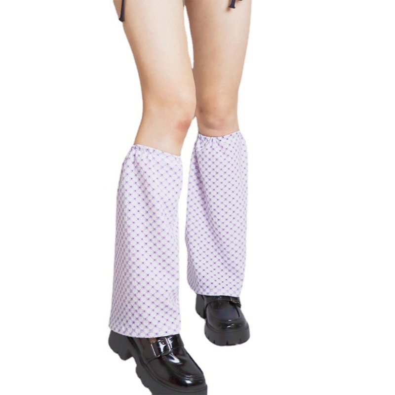 Xiangbao Vỏ Bọc Ống Chân Dáng Rộng Khoét Lỗ Đan Chéo Họa Tiết Kẻ Sọc Màu Tím Phong Cách Harajuku Nhật Bản Harajuku Punk Giữ Ấ