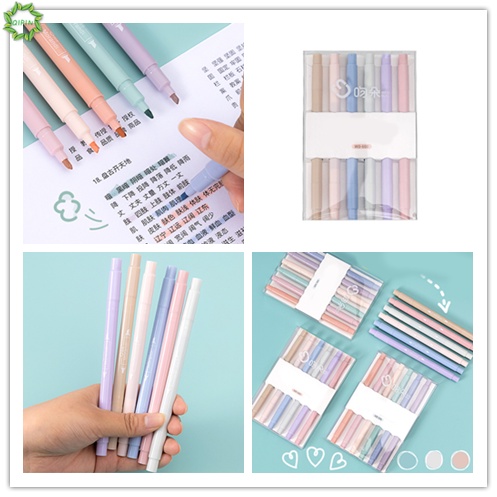 6 Bút dạ quang hai đầu mềm mại nhiều màu sắc trang trí diy