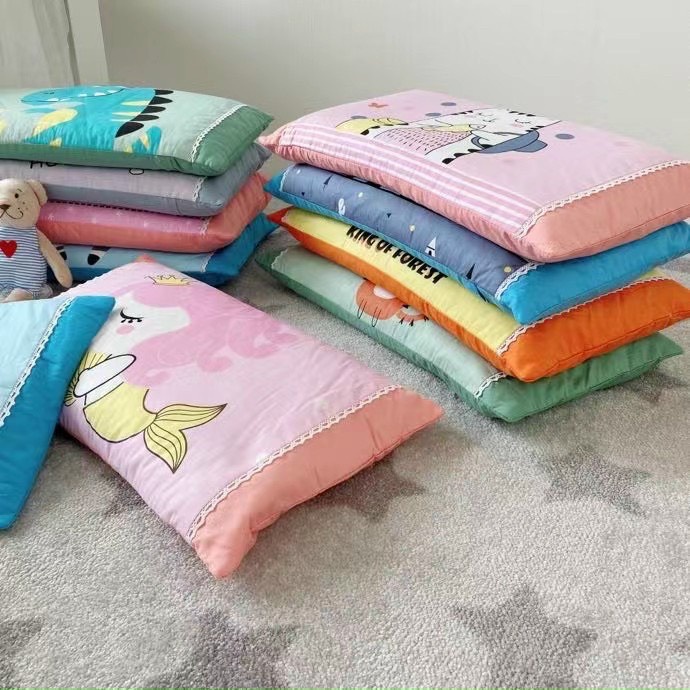 Gối cho bé 2 tuổi đến 10 tuổi, gối trẻ em viền ren cotton 100% kích thước 30x50cm