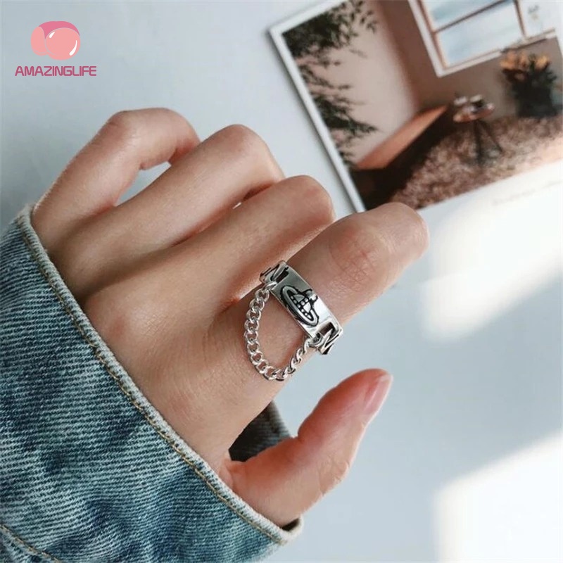 Nhẫn Hở Bằng Hợp Kim Phối Dây Xích Phong Cách Gothic Thời Trang Cho Nam / Nữ