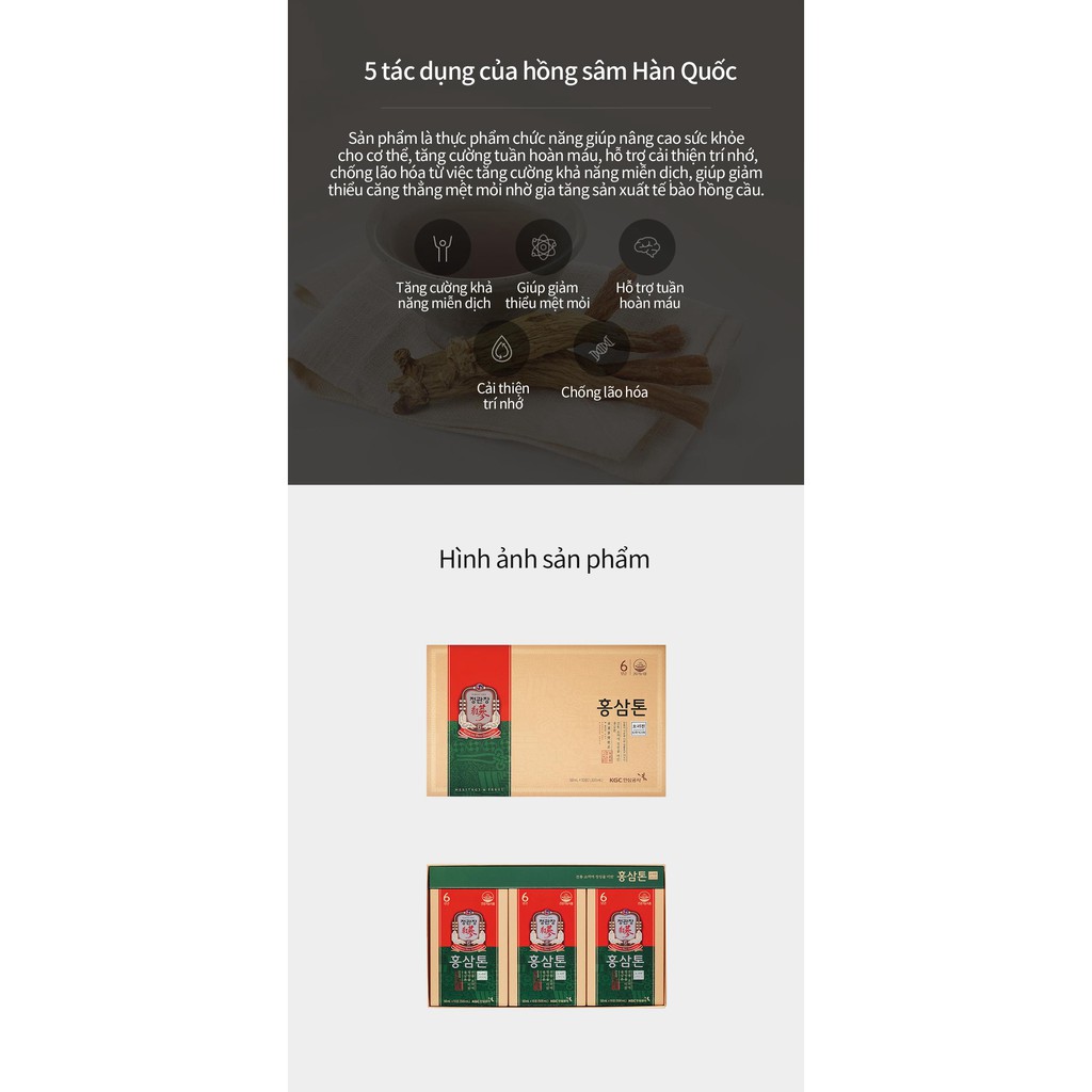 Hồng sâm TONIC MILD  50ml x 30 GÓI - SKU: 8809535599919